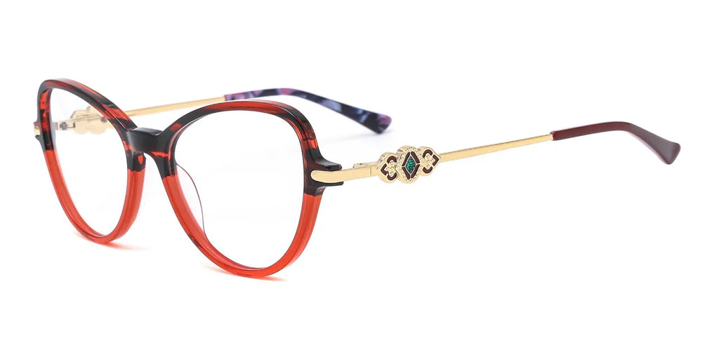 Acetate Optical Frame OTF8073 Red.Gold